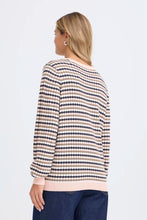 Load image into Gallery viewer, Rose &amp; Navy Stripe Jumper - Fransa