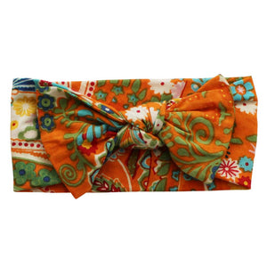 Orange Paisley Baby Bow Headband - Powell Craft