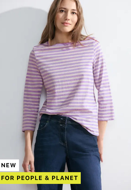 320858- Purple Stripe T-shirt- Cecil