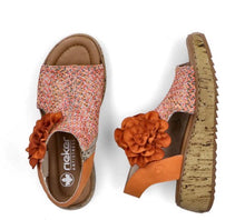 Load image into Gallery viewer, Coral/Orange Sandal with Flower Detail  - Rieker