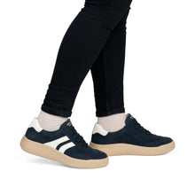 Load image into Gallery viewer, Navy Wide Fit Suede Trainer - Remonte