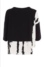 Load image into Gallery viewer, Off White &amp; Black Round Neck Top With Print Hem And Side Panel - Ora