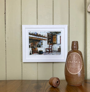 Come Sit by the Fire Small white frame art