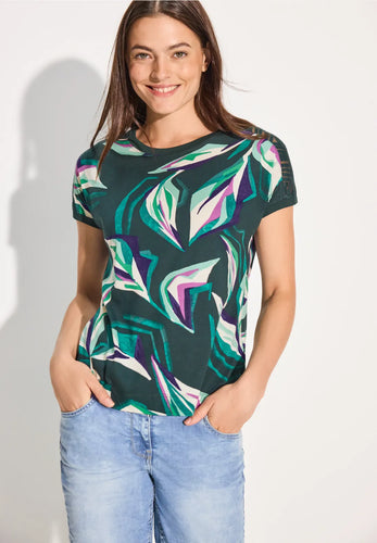 321788 - Green Print T-shirt- Cecil