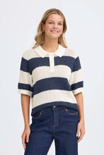 Load image into Gallery viewer, Navy&amp;White Short Sleeve Pullover - Fransa