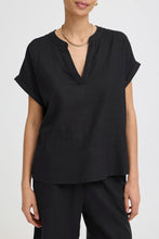 Load image into Gallery viewer, Black V neck Blouse -b.young