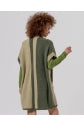 Load image into Gallery viewer, Green Colour Block Knit Poncho- Surkana
