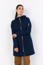 Load image into Gallery viewer, Long Length Navy Jacket with Brown Accents - Soya Concept