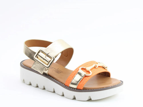 Dolores Buckle Sandal - Orange- Heavenly Feet