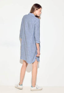 143871- Blue Stripe Linen Dress - Cecil
