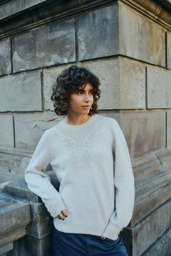 Jumper with Lace Detail on Neck - Fransa