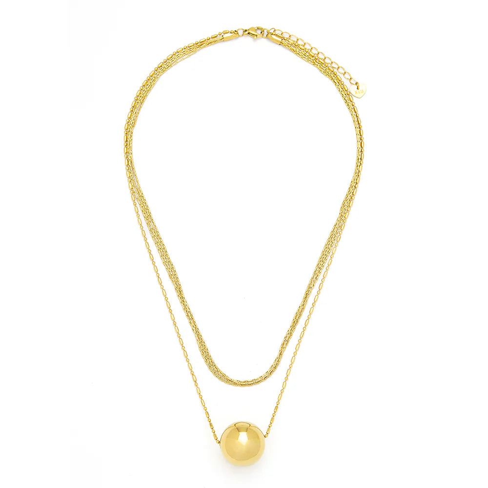 T109NYA - Layered Ball Necklace - Knight - Day