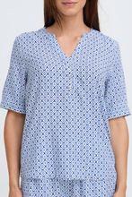 Load image into Gallery viewer, Blue Pattern Button Top - b.young