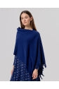 Load image into Gallery viewer, Blue Knit Poncho with Fringe - Surkana