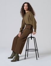 Load image into Gallery viewer, Khaki Wide Pants with Waist Button- Surkana