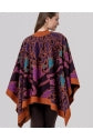 Load image into Gallery viewer, Orange &amp; Purple Print Open Knit Poncho- Surkana (Copy)