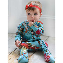 Load image into Gallery viewer, Teal Exotic Flower Babygro - Powell Craft