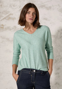 322386- Glaced Green V- Neck Jumper - Cecil