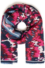 Load image into Gallery viewer, Navy&amp;Pink Pattern Scarf - Fransa