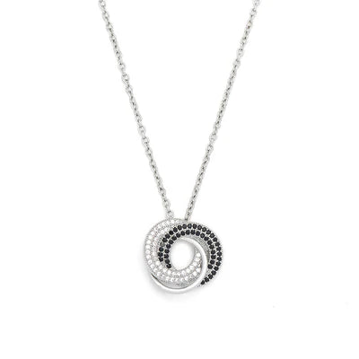 T301NCB - Clear & Jet Stone Necklace- Knight & Day