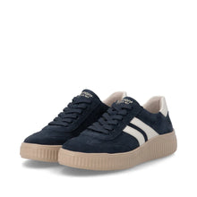 Load image into Gallery viewer, Navy Wide Fit Suede Trainer - Remonte