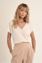 Load image into Gallery viewer, Offwhite Knitted T shirt with Lace Detail - Molly Bracken