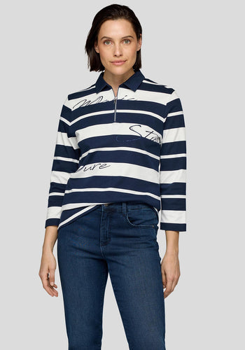 Navy Stripe Top with Collar - Rabe