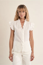 Load image into Gallery viewer, White Woven Ruffle Blouse - Molly Bracken