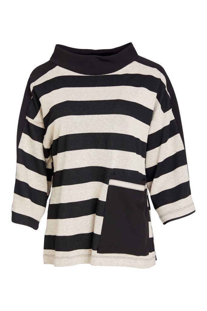 High Neck Stripe Top - Naya