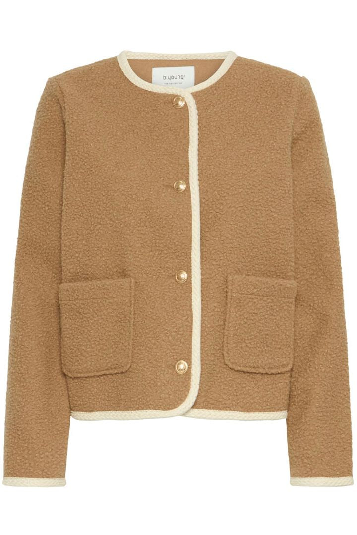 Beige & Cream Fleece Cardigan - B.Young