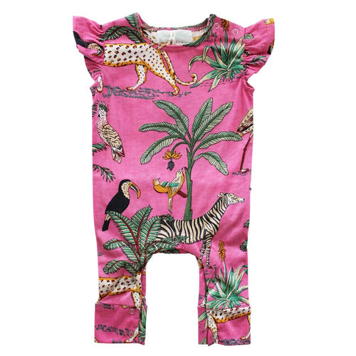 Pink Safari Short Sleeve Babygro - Powell Craft