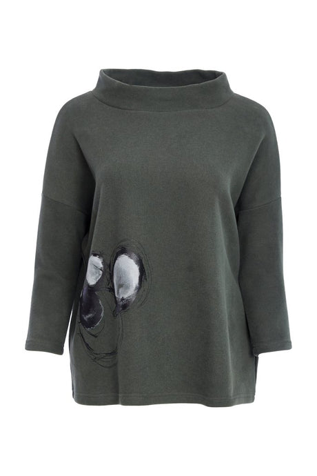 High Neck Placement Print Top - Naya