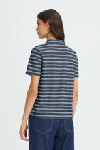 Load image into Gallery viewer, Navy Strip Collar T- Shirt- Fransa