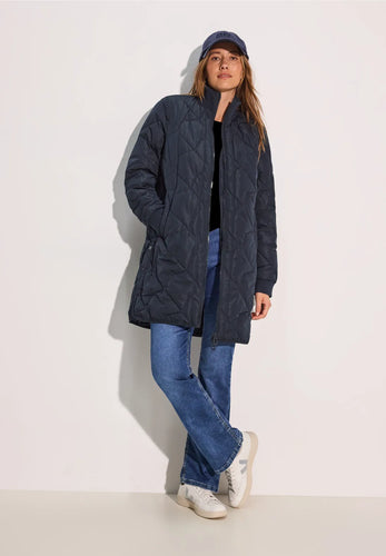 101021 - Dark Navy Long Blouson Coat - Cecil