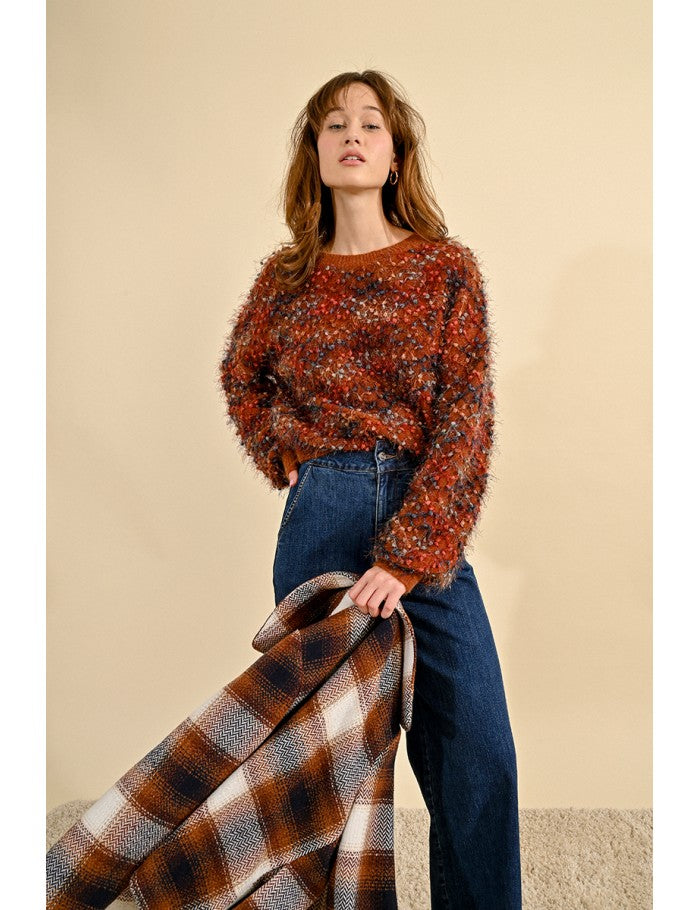 1604- Mixed Texture Rust Jumper - Molly Bracken