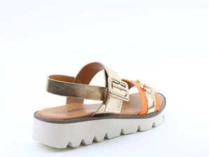 Dolores Buckle Sandal - Orange- Heavenly Feet