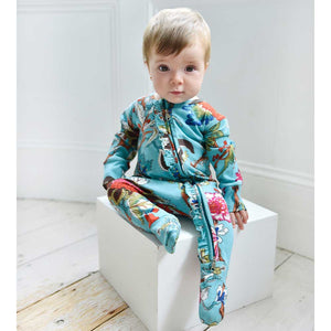 Teal Exotic Flower Babygro - Powell Craft