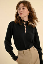 Load image into Gallery viewer, 1619 -  Viscose Sweater with Button Detail- Black - Molly Bracken