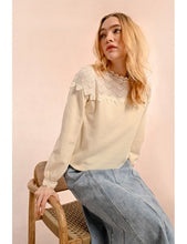 Load image into Gallery viewer, 1613 - Knitted Top With Lace Detail - Off-White - Molly Bracken