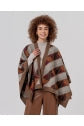 Load image into Gallery viewer, Beige Print Open Knit Poncho- Surkana
