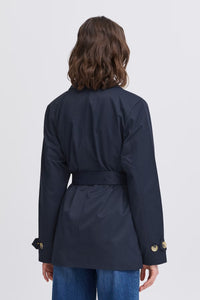 5658 - Trina Belted Trench Coat- Navy- Fransa