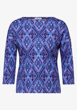 Load image into Gallery viewer, 322275- Button Detail Print Top- Purple - Cecil