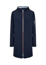 Load image into Gallery viewer, Long Length Navy Jacket with Brown Accents - Soya Concept