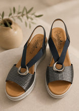 Load image into Gallery viewer, 1161- Onyx Wedge Elastic Strap Sandal- Valerias