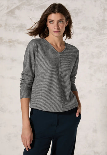 322386- Grey V- Neck Jumper - Cecil