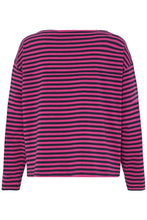 Load image into Gallery viewer, Navy&amp;Pink Stripe T shirt - Fransa