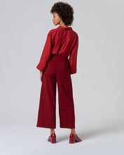 Load image into Gallery viewer, Red Wide Pants with Waist Button- Surkana