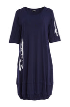 Load image into Gallery viewer, Navy Tulip Shape Wave Side Placement Print Dress - Ora
