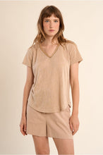 Load image into Gallery viewer, Beige Knitted T shirt with Gold Detail - Molly Bracken