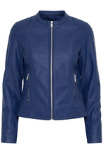 Load image into Gallery viewer, Navy Blue Leather Jacket - b.young